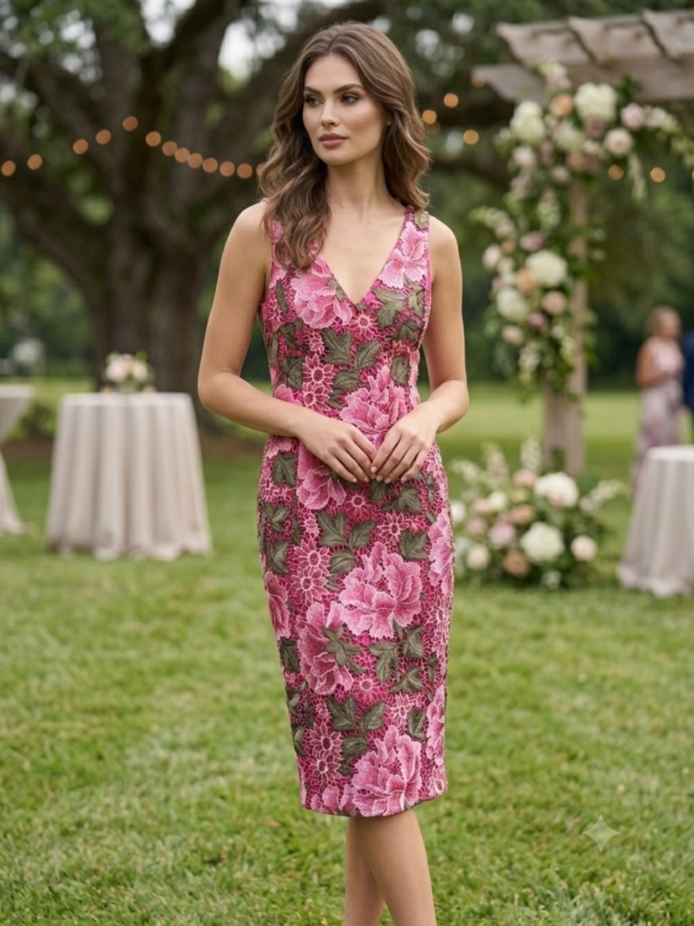 NWT David Meister Pink Floral Lace Embroidered Sheath Cocktail Dress 2